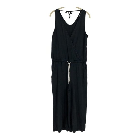 tentree Black Lightweight Tencel V-neck Surpliced / Wrap Blakely Jumpsuit S - Picture 2 of 14